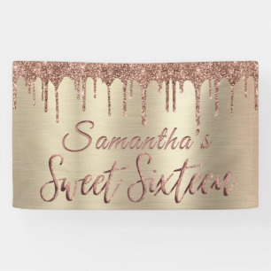 Banderoles Fille Joyeux Anniversaire Sweet 16 Rose Parties sc