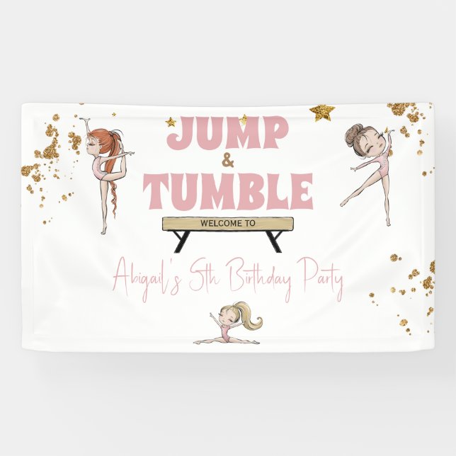 Banderoles Fille Jump & Tumble Gymnastique Anniversaire (Horizontal)