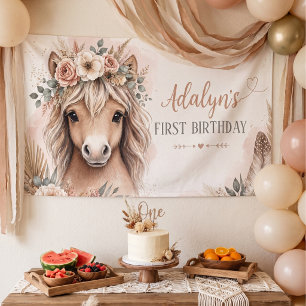Banderoles Fille Mignonne Boho Cheval Premier Anniversaire