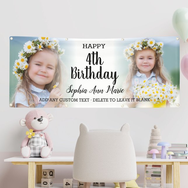 Banderoles Fille mignonne fête d'anniversaire n'importe quel  (Cute Girl Birthday Party Any Age Photo Collage Banner
)