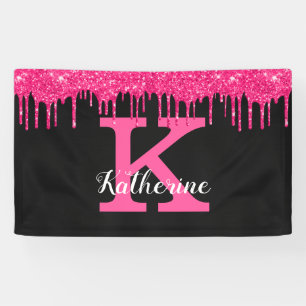 Banderoles Fille Noir Hot Rose Parties scintillant Drives Mon