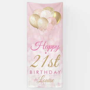 Banderoles Fille Parties scintillant rose Ballons 21e anniver