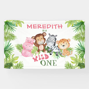 Banderoles Fille personnalisée Wild One 1er premier anniversa