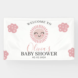 Banderoles Fille Pink Sunshine Baby Shower Bienvenue 