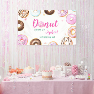 Banderoles Fille rose Turquoise Pastel Donut Grandir Annivers
