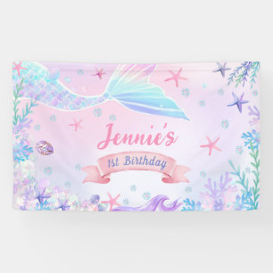 Banderoles Fille Sirène 1ère fête d'anniversaire