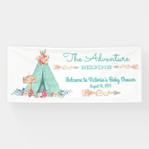 Banderoles Fille TeePee Bohème Tribal Baby Shower
