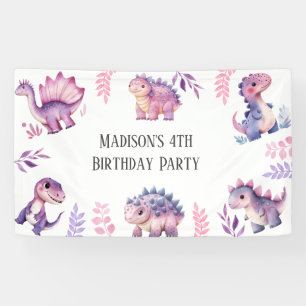 Banderoles Filles Cute Dinosaur Thématique Anniversaire