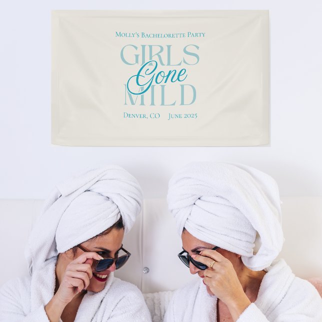 Banderoles Filles Devenues Douces Bachelorette Bleu (Girls Gone Mild banner with modern blue font – perfect for bachelorette or bridal celebrations!)