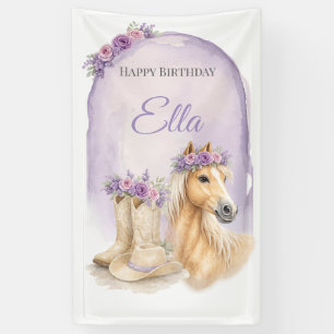 Banderoles Filles Fleurs Violettes Cheval Anniversaire