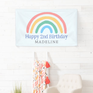 Banderoles Filles Mignonnes Deux Ans Anniversaire Arc-en-ciel