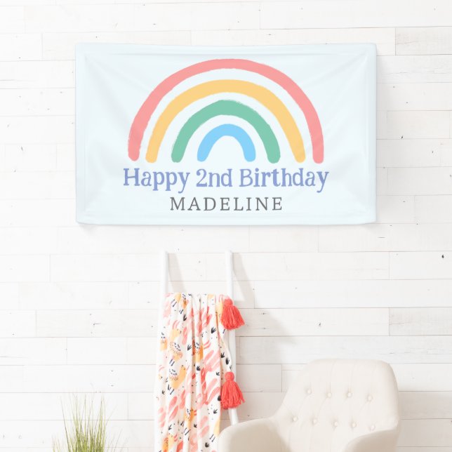 Banderoles Filles Mignonnes Deux Ans Anniversaire Arc-en-ciel (En situation)