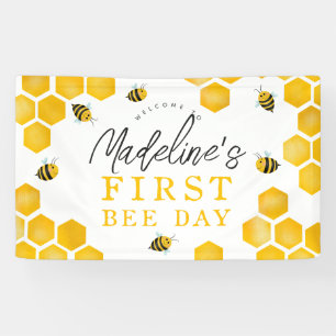 Banderoles Filles mignonnes Premier jour d'abeilles 1er anniv