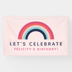 Banderoles Fille's Party Nom personnalisé Rainbow Thème