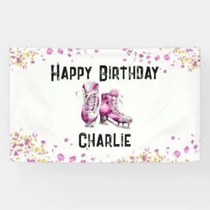 Banderoles Filles Patinage sur glace Fête d'anniversaire