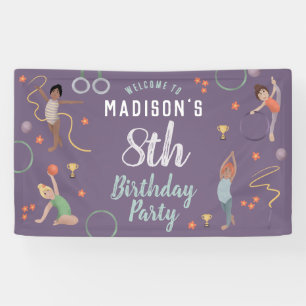 Banderoles Filles Purple Gymnastique Anniversaire de enfant B