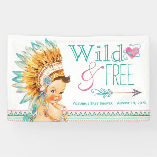 Banderoles Filles Tribal Sauvage et Libre Baby Shower Bohème