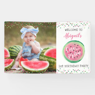 Banderoles Filles Un melon pour son 1er anniversaire Bienvenu