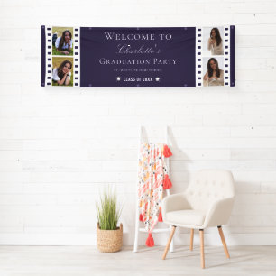 Banderoles Filmstrip Four Photo Collage Graduation Pourpre