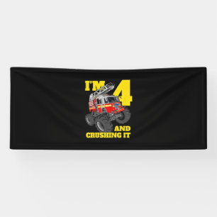 Banderoles Fire Truck 4e Birthday Boy 4 Firefighter Poison