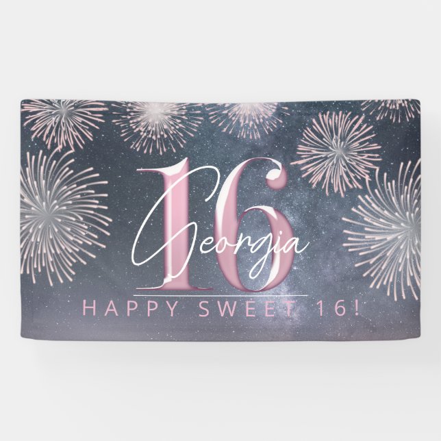 Banderoles Fireworks Sweet 16 Midnight Blush ID984 (Horizontal)