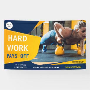 Banderoles fitness gym noir et jaune exercice