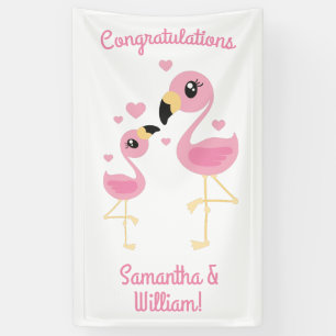 Banderoles Flamant rose Baby shower de la petite tropicale