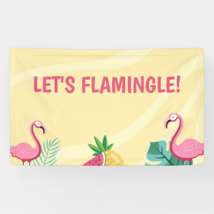 Banderoles Flamant rose Party - Signal/Bannière/fond modifiab