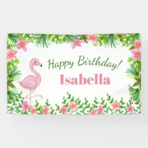 Flamant rose rose Fête d'Anniversaire Tropicale