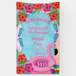 Banderoles Flamingle rose Floral 5e anniversaire Pool Party