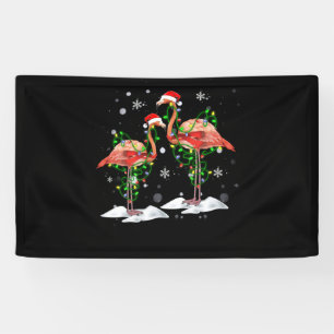 Banderoles Flamingo Christmas Tree Santa Hat Light Merry