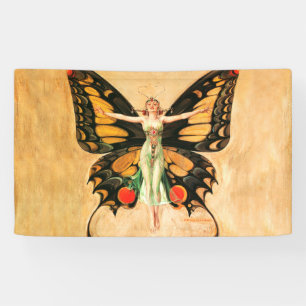 Banderoles Flapper Butterfly Flying Woman Illustration