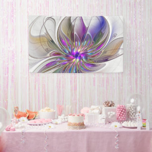 Banderoles Fleur d'art fractal abstrait énergique et coloré