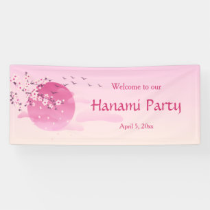 Banderoles Fleur de cerisier rose Personnalisée Soleil levant