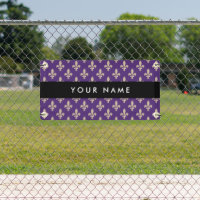 Fleur de Lis, Beige sur Violet, Royal, Votre Nom