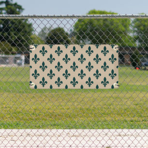 Banderoles Fleur de Lis Motif, Royal French Green on Cream