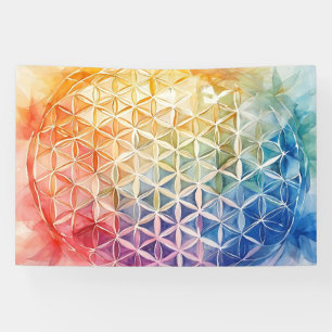 Banderoles Fleur de vie - Peinture aquarelle