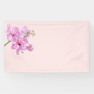 Banderoles Fleur d'orchidée sur arrière - plan pastel rose