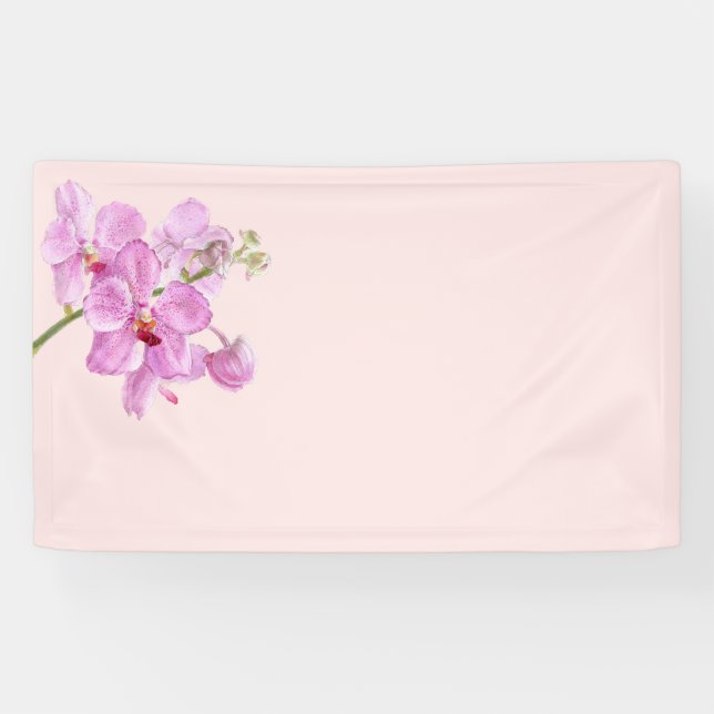 Banderoles Fleur d'orchidée sur arrière - plan pastel rose (Horizontal)