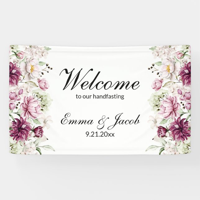Banderoles Fleur romantique Pivoine florale (Horizontal)