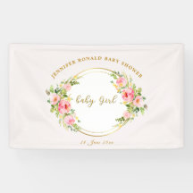 Fleur rose et or baby shower fille bébé