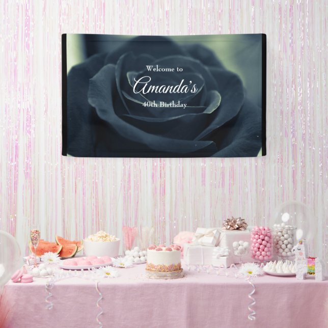 Banderoles Fleur Rose noire Fleur gothique foncé Accueil (Fête)