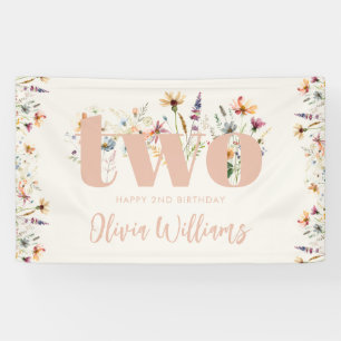 Banderoles Fleur sauvage Boho moderne 2e anniversaire