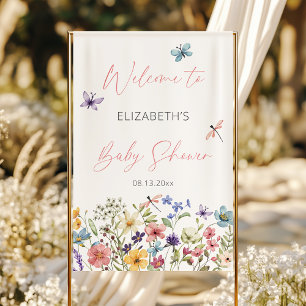 Banderoles Fleur sauvage Butterfly Garden Baby shower Bienven
