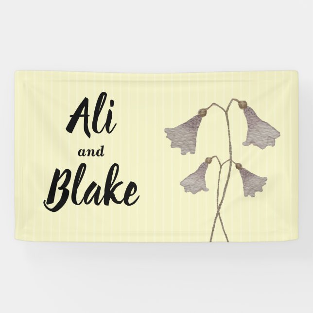 Banderoles Fleur sauvage Purple Aquarelle Mariage botanique (Horizontal)