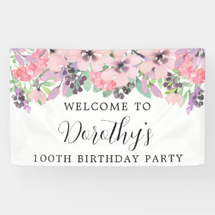 Banderoles Fleur sauvage rose violet 100e anniversaire Bienve