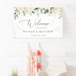 Banderoles Fleurs blanches, Fleurs de crème, Accueil Mariage