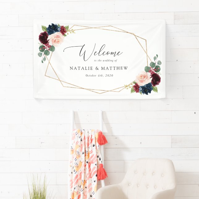 Banderoles Fleurs Bourgogne, Fleurs de Marine, Mariage Bienve (En situation)
