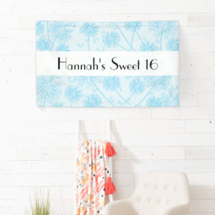 Banderoles Fleurs Dandelion Bleues, Floral Sweet 16