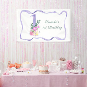 Banderoles Fleurs d'aquarelle 1er anniversaire